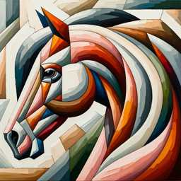a horse, painting, cubism style generated by DALL·E 2